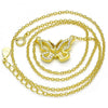 Collares con Dije 04.336.0046.2.16 Plata Rodinada, Diseño de Mariposa, con Zirconia Cubica Blanca, Pulido, Dorado