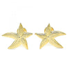 Arete Dormilona 02.09.0169 Oro Laminado, Diseño de Estrella, Pulido, Dorado