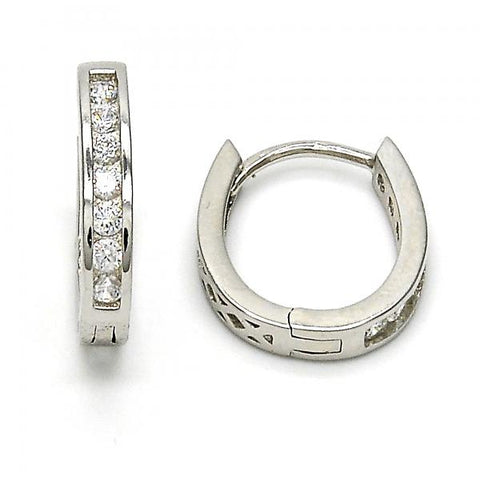 Argolla Huggie 02.286.0015.15 Plata Rodinada, con Zirconia Cubica Blanca, Pulido, Rodinado