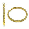 Argolla Grande 02.213.0526.50 Oro Laminado, Diseño de Rope, Diamantado, Dorado
