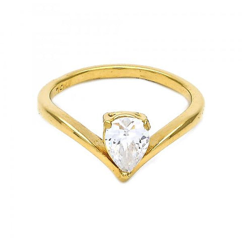 Anillo Solitario 120.044.06 Oro Laminado, con Zirconia Cubica Blanca, Pulido, Dorado