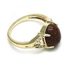 Anillo Multi Piedra 01.284.0063.07 Oro Laminado, con  Onix Negro y Micro PaveBlanca, Pulido, Dorado
