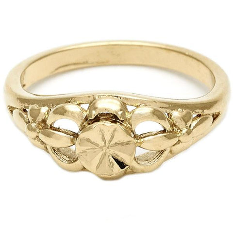Anillo Elegante 01.63.0561.09 Oro Laminado, Diseño de Flor, Diamantado, Dorado