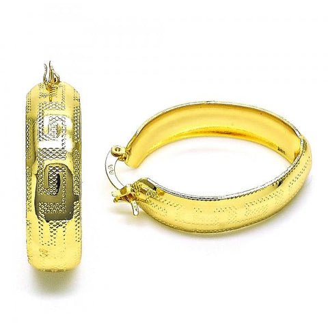 Argolla Pequeña 02.170.0406.25 Oro Laminado, Diseño de Llave Griega, Diamantado, Dorado