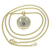 Collares con Dije 04.156.0402.20 Oro Laminado, Diseño de Mano de Dios, con Micro Pave Zafiro Azul y Blanca, Pulido, Dorado
