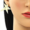 Arete Dormilona 02.213.0406 Oro Laminado, Diseño de Estrella, Pulido, Dorado