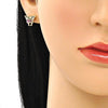 Arete Dormilona 02.210.0354.1 Oro Laminado, Diseño de Mariposa, con Micro Pave Multicolor, Pulido, Dorado