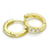 Argolla Huggie 02.186.0142.12 Plata Rodinada, con Zirconia Cubica Blanca, Pulido, Dorado