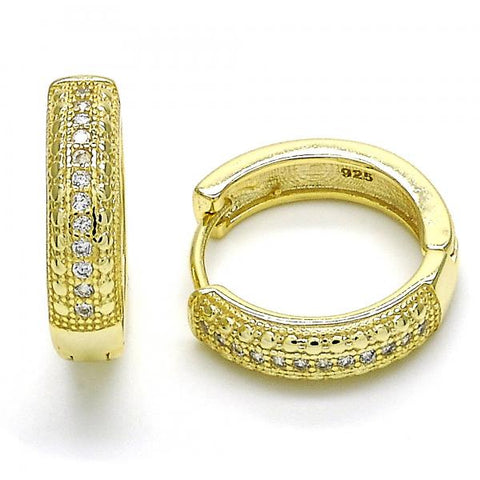 Argolla Huggie 02.186.0122.20 Plata Rodinada, con Micro Pave Blanca, Pulido, Dorado
