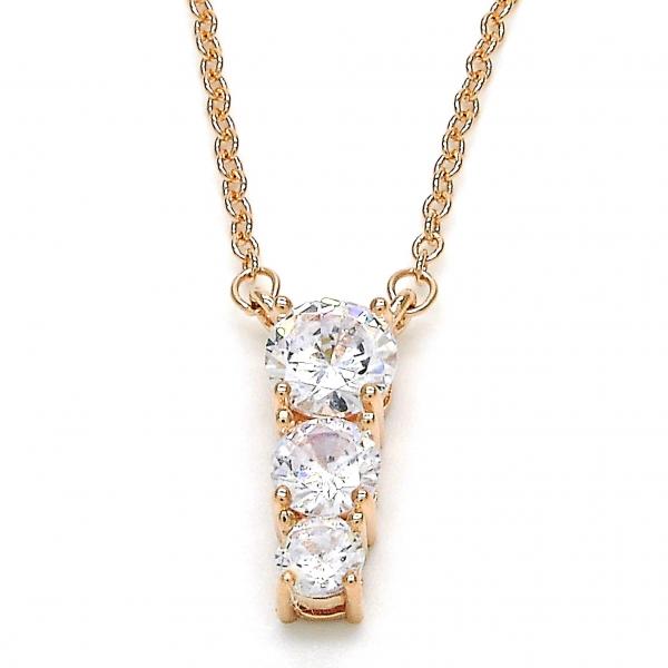 Collares con Dije 04.336.0058.1.16 Plata Rodinada, con Zirconia Cubica Blanca, Pulido, Oro Rosado