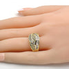 Anillo Multi Piedra 01.99.0012.08 Oro Laminado, con Zirconia Cubica Blanca, Pulido, Dorado