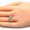 Anillo Multi Piedra 01.210.0061.07 Oro Laminado, Diseño de Flor, con Zirconia Cubica Blanca, Pulido, Dorado