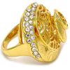 Anillo Multi Piedra 01.241.0016.07 Oro Laminado, Diseño de Gota, con Cristal Blanca, Pulido, Dorado