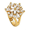 Anillo Multi Piedra 01.210.0037.08 Oro Laminado, Diseño de Flor, con Zirconia Cubica Blanca, Pulido, Dorado