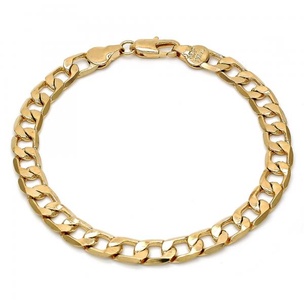 Pulsera Básica 5.222.003.08 Oro Laminado, Diseño de Cubana, Pulido, Dorado