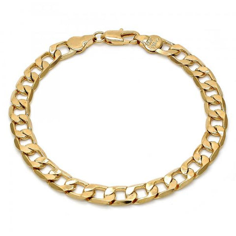 Pulsera Básica 5.222.003.08 Oro Laminado, Diseño de Cubana, Pulido, Dorado