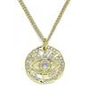 Collares con Dije 04.362.0016.20 Oro Laminado, Diseño de Ojo Griego, con Micro Pave Blanca, Pulido, Dorado