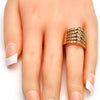 Anillo Multi Piedra 01.260.0003.07.GT Oro Laminado, con Zirconia Cubica Blanca, Pulido, Dorado