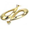Arete Largo 02.268.0077 Oro Laminado, Diseño de Gota, con Zirconia Cubica Blanca, Pulido, Tono Dorado