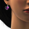 Arete Gancho Frances 02.239.0013.3 Rodio Laminado, Diseño de Corazon, con Cristales de Swarovski Antique Pink, Pulido, Rodinado