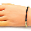 Pulsera Elegante 03.130.0010.4.07 Oro Laminado, Diseño de Miami Cubana, con Zirconia Cubica Negro, Pulido, Dorado