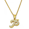 Collares con Dije 04.238.0025.1.18 Acero Inoxidable, Diseño de Iniciales y Rolo, Diseño de Iniciales, con Cristal Blanca, Pulido, Dorado