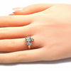Anillo Multi Piedra 01.210.0080 Oro Laminado, Diseño de Corona y Gota, Diseño de Corona, con Zirconia Cubica Blanca, Pulido, Dorado