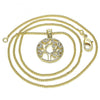 Collares con Dije 04.156.0313.20 Oro Laminado, Diseño de Arbol, con Micro Pave Blanca, Pulido, Dorado