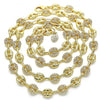 Gargantilla Elegante 04.63.1407.30 Oro Laminado, Diseño de Puff Mariner, con Micro Pave Blanca, Pulido, Dorado