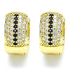 Argolla Huggie 02.210.0039.5.15 Oro Laminado, con Micro Pave Negro y Blanca, Pulido, Dorado