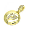 Dije Elegante 05.341.0013 Oro Laminado, Diseño de Iniciales, con Zirconia Cubica Blanca, Pulido, Dorado