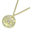 Collares con Dije 04.362.0016.20 Oro Laminado, Diseño de Ojo Griego, con Micro Pave Blanca, Pulido, Dorado