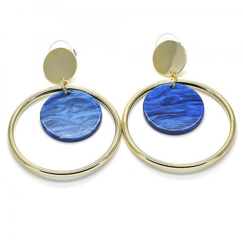 Arete Largo 02.268.0071.2 Oro Laminado, con Opal Capri Blue, Pulido, Dorado