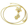 Collares con Dije 04.347.0001.20 Oro Laminado, Diseño de Flor, con Zirconia Cubica Blanca, Pulido, Dorado