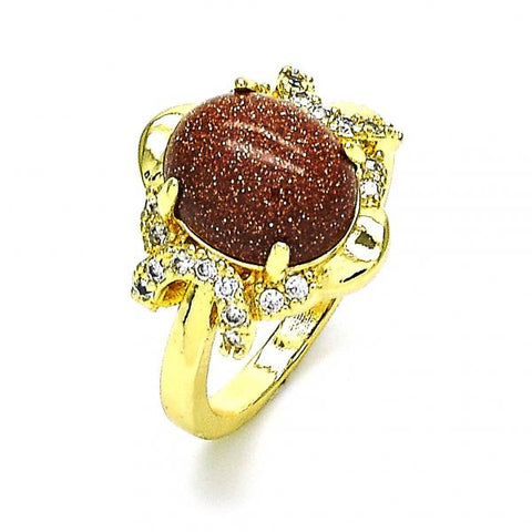 Anillo Multi Piedra 01.284.0064.09 Oro Laminado, con  Onix Negro y Micro PaveBlanca, Pulido, Dorado