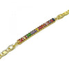 Pulsera Elegante 03.130.0012.1.08 Oro Laminado, Diseño de Mariner, con Zirconia Cubica Multicolor, Pulido, Dorado