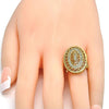 Anillo Multi Piedra 01.118.0024.08 Oro Laminado, Diseño de Llave Griega, con Micro Pave Blanca, Pulido, Dorado