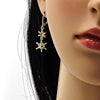 Arete Largo 02.65.2517 Oro Laminado, Diseño de Estrella, con Zirconia Cubica Blanca, Pulido, Dorado