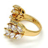 Anillo Multi Piedra 01.210.0034.07 Oro Laminado, Diseño de Oja, con Zirconia Cubica Blanca, Pulido, Dorado