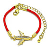 Pulsera Elegante 03.193.0011.06 Oro Laminado, Diseño de Avión, con Micro Pave Blanca, Pulido, Dorado