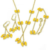 Juego de Arete y Dije de Nino 06.60.0004.2 Oro Laminado, Diseño de Mariposa, con Cristal Blanca, Esmaltado Amarillo, Dorado