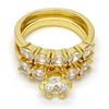Anillo Multi Piedra 01.99.0056.09 Oro Laminado, con Zirconia Cubica Blanca, Pulido, Dorado