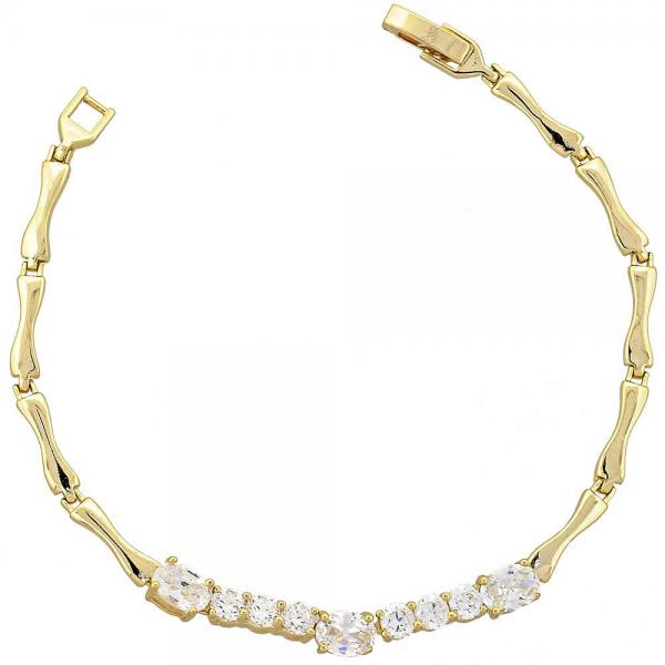 Pulsera Tennis 5.026.002 Oro Laminado, con Zirconia Cubica Blanca, Pulido, Dorado