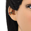 Arete Orejera 02.213.0381 Oro Laminado, Diseño de Fresa, con Zirconia Cubica Granate y Verde, Pulido, Dorado