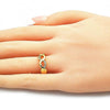 Anillo Multi Piedra 01.341.0013 Oro Laminado, con Micro Pave Blanca, Pulido, Dorado