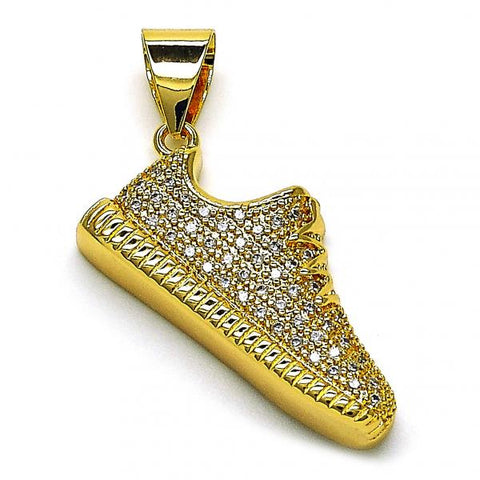 Dije Elegante 05.342.0136 Oro Laminado, Diseño de Zapato, con Micro Pave Blanca, Pulido, Dorado