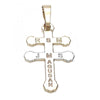 Dije Religioso 05.163.0041.1 Oro Laminado, Diseño de Cruz, Diamantado, Tricolor