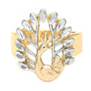 Anillo Elegante 5.173.017.06 Oro Laminado, Diseño de Pavo Real, Diamantado, Tricolor