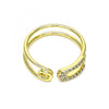 Anillo Multi Piedra 01.213.0004 Oro Laminado, Diseño de Paperclip, con Micro Pave Blanca, Pulido, Dorado