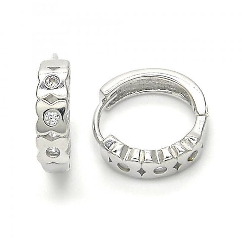 Argolla Huggie 02.332.0009.15 Plata Rodinada, con Zirconia Cubica Blanca, Pulido, Rodinado